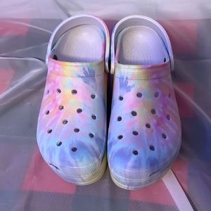 Platform pastel rainbow crocs